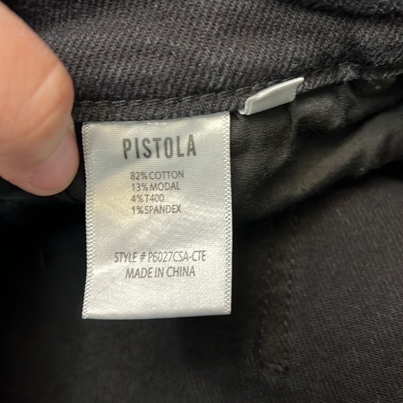 PISTOLA HIGH RISE BUTTON FLY BLACK JEANS WITH EMBROIDERED STARS 26 - Picture 12 of 16